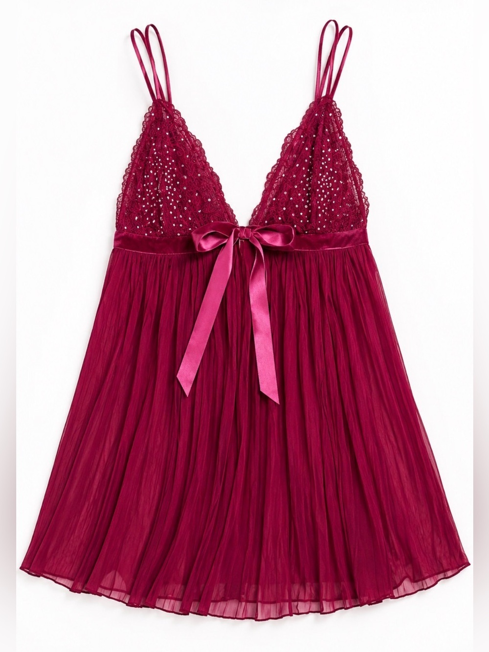 New! Victoria’s Secret Burgundy Lace Babydoll Chemise Lingerie 25530